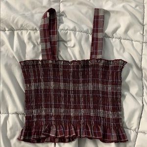 Maroon plaid tank top